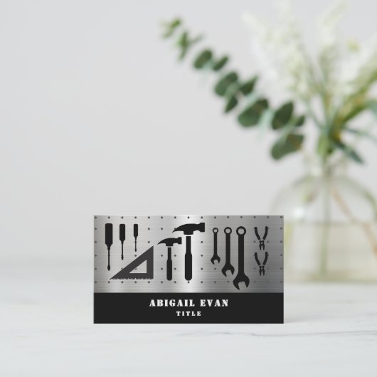 Professionele Glanzend Zilver Reparatie Gereedscha Visitekaartje (Staand voorkant)