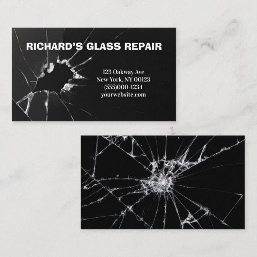 Professionele glasreparatie visitekaartje (Voorkant / Achterkant)