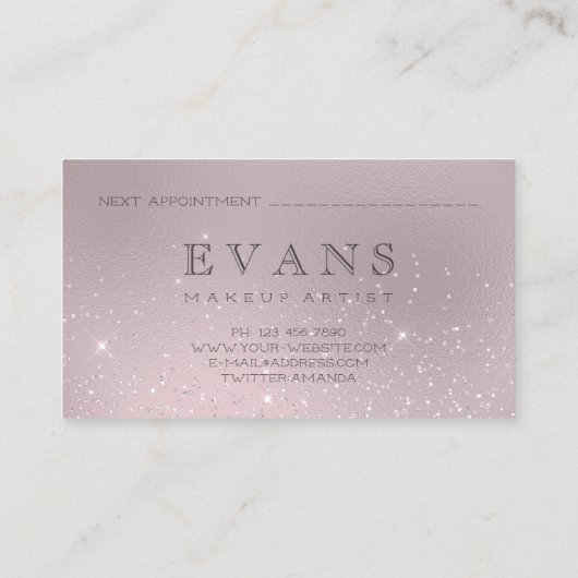 Professionele Glitter Blush Glitter Make-up Arties Afsprakenkaartje (Achterkant)