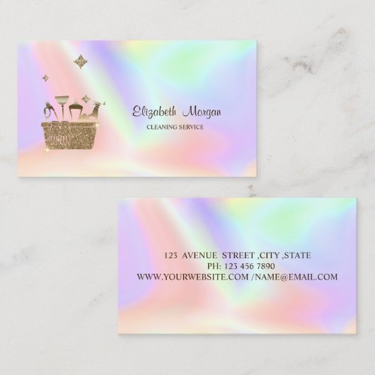 Professionele Glitter Cleaning Tools Holographic Visitekaartje (Voorkant / Achterkant)