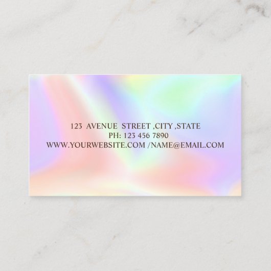 Professionele Glitter Cleaning Tools Holographic Visitekaartje (Achterkant)