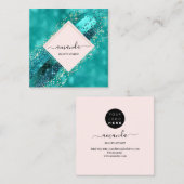 Professionele Gold Beauty-Logo Tropische Aqua Vierkante Visitekaartje (Voorkant / Achterkant)