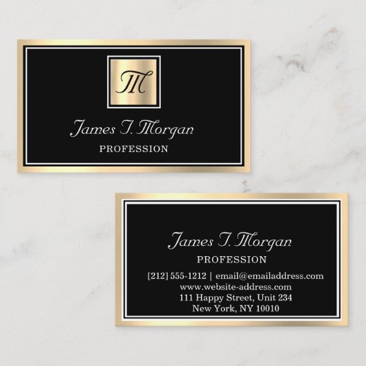 Professionele Gold Black White-omhulde VIP-monogra Visitekaartje (Voorkant / Achterkant)