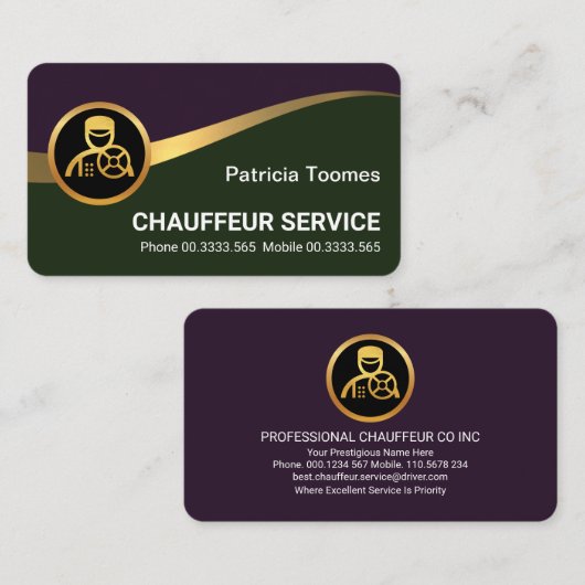 Professionele Gold Chauffeur Wave Visitekaartje (Voorkant / Achterkant)