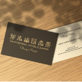 Professionele Gold en Black House Keeper schoonmaa Visitekaartje