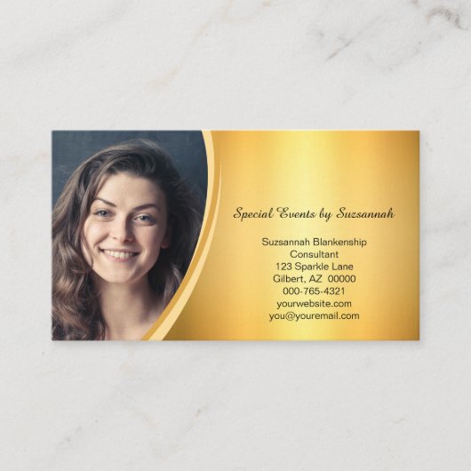 Professionele Gold Flare Custom Photo QR Code Visitekaartje (Voorkant)