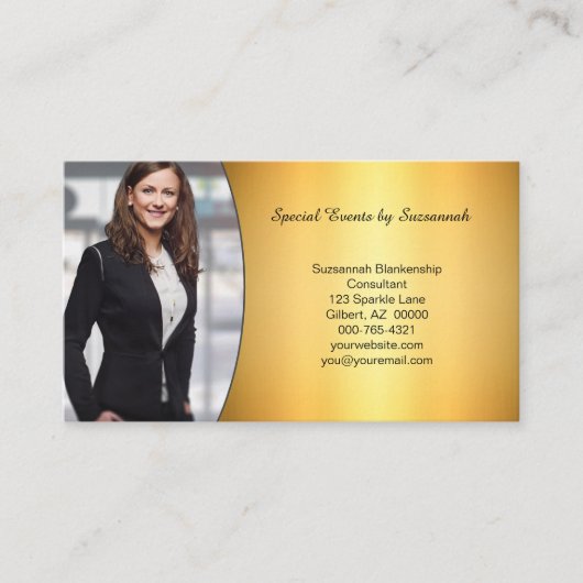 Professionele Gold Flare Custom Photo QR Code Visitekaartje (Voorkant)