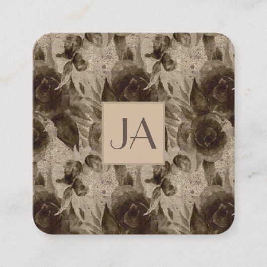 Professionele Gold Floral Foto QR Code Vierkante Visitekaartje (Voorkant)