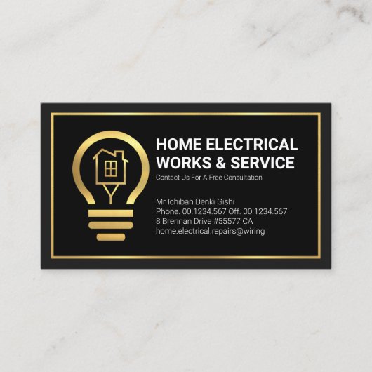 Professionele Gold Home Electric Lichtlamp Visitekaartje (Voorkant)