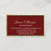 Professionele Gold Maroon Glitter Lijst Monogram Visitekaartje (Achterkant)