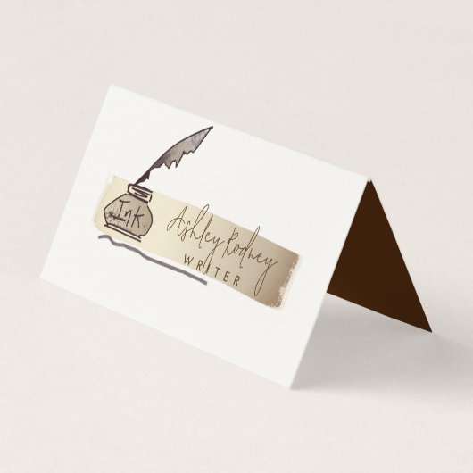 Professionele  Gold Quill Pen schrijver Visitekaartje (Voorkant)
