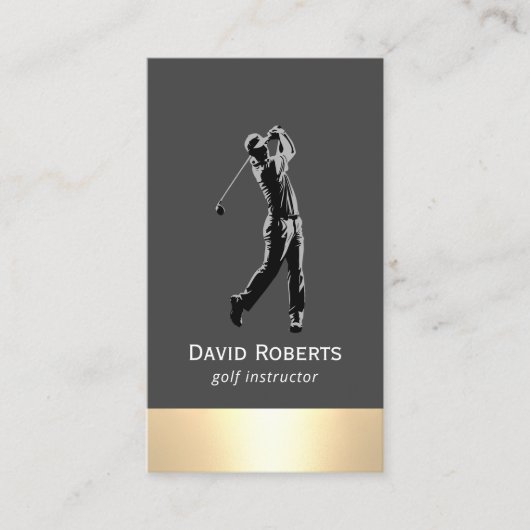 Professionele Golf Instructeur Moderne Gouden Rand Visitekaartje (Voorkant)