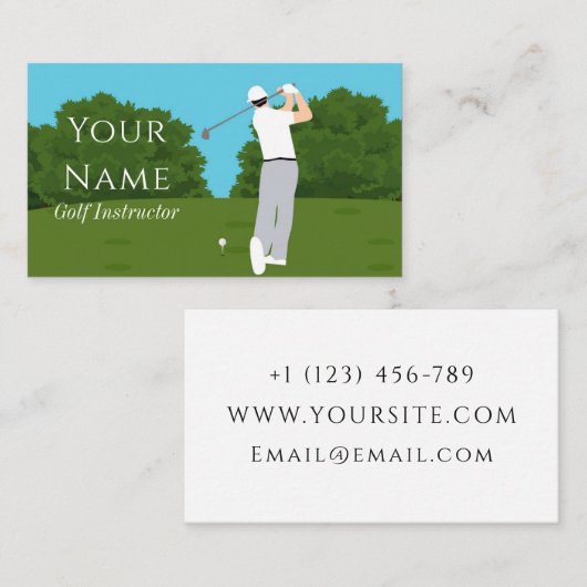 Professionele Golf Instructor Coach Golfer Trendy Visitekaartje (Voorkant / Achterkant)