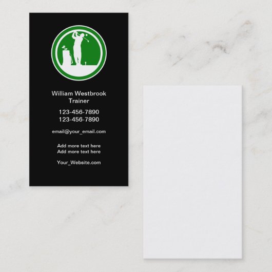 Professionele Golf Trainer Visitekaartjes Sjabloon (Voorkant / Achterkant)