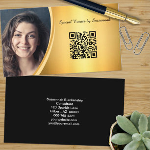 Professionele Goud Aangepast Foto QR-code Visitekaartje