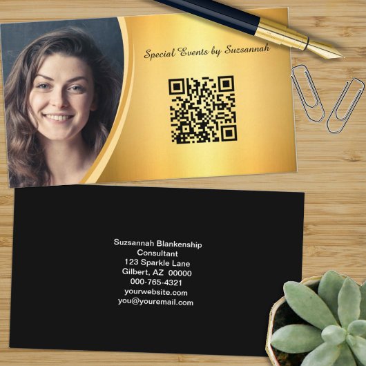 Professionele Goud Aangepast Foto QR-code Visitekaartje
