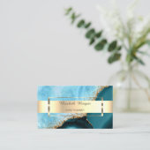 Professionele goud streep Turquoise marmer Visitekaartje (Staand voorkant)