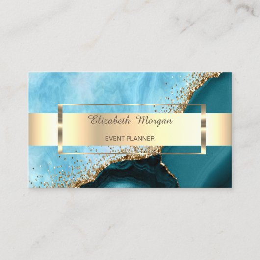 Professionele goud streep Turquoise marmer Visitekaartje (Voorkant)