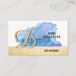 Professionele goudblauwe Waterverf Visitekaartje