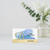 Professionele goudblauwe Waterverf Visitekaartje (Staand voorkant)