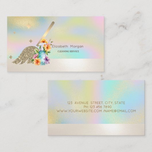 Professionele Gouden Broom Spuitfles Holographic Visitekaartje (Voorkant / Achterkant)