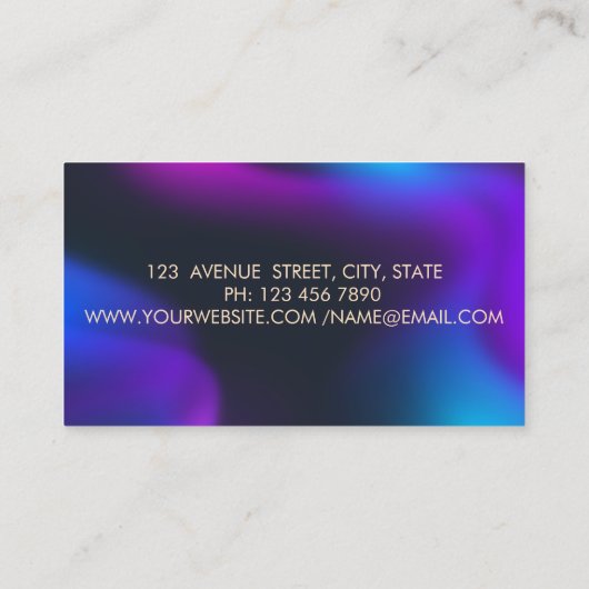 Professionele, Gouden Cirkels Lotus Donker Hologra Visitekaartje (Achterkant)