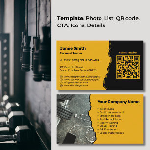 Professionele Gouden Gele Persoonlijke Trainer Visitekaartje