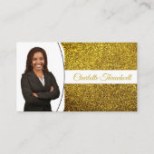 Professionele gouden Glitter Aangepast Foto QR Visitekaartje (Voorkant)