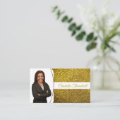 Professionele gouden Glitter Aangepaste Foto Visitekaartje (Staand voorkant)