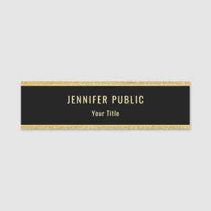 Professionele Gouden Glitter Elegante Zwarte Templ Naamplaatje