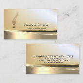 Professionele Gouden Glitter Veer Stripe Notaris Visitekaartje (Voorkant / Achterkant)