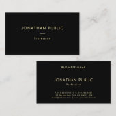 Professionele Gouden Naam Zwart Sjabloon Modern Visitekaartje (Voorkant / Achterkant)