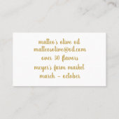 Professionele gouden olijftak olijfolie visitekaartje (Achterkant)