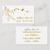 Professionele gouden olijftak olijfolie visitekaartje (Voorkant / Achterkant)