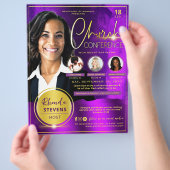 Professionele Gouden & Paarse Kerkconferentie Flyer (Hand)