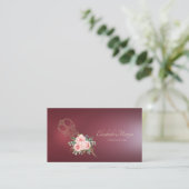Professionele Gouden Schaar Bloemen Bourgogne Visitekaartje (Staand voorkant)