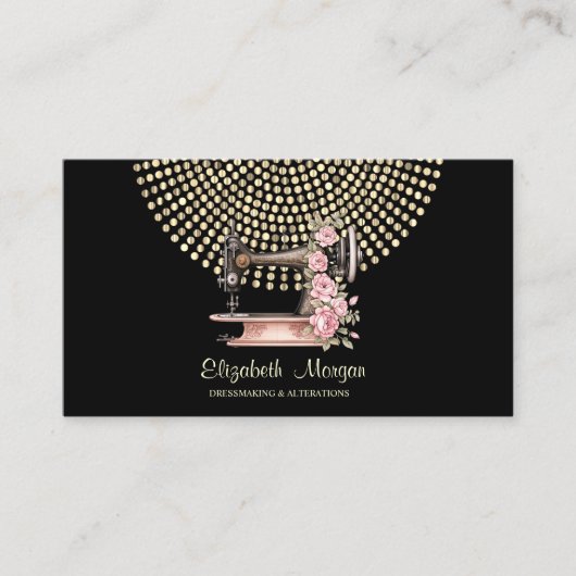 Professionele, gouden Stippen naaimachine zwart Visitekaartje (Voorkant)