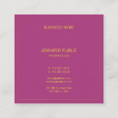 Professionele gouden tekst Lijst Elegante Sjabloon Vierkante Visitekaartje (Achterkant)