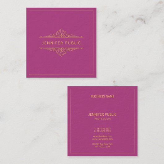 Professionele gouden tekst Lijst Elegante Sjabloon Vierkante Visitekaartje (Voorkant / Achterkant)