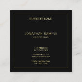 Professionele gouden tekstnaam Elegante zwarte Sja Vierkante Visitekaartje (Achterkant)