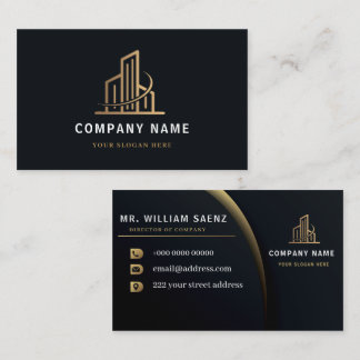 Professionele Gouden Vastgoedmakelaar Logo Visitekaartje