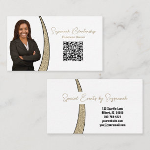 Professionele Gouden Zilveren Nep Glitter Foto QR Visitekaartje
