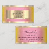 Professionele goudvormig elegante gele roze visitekaartje (Voorkant / Achterkant)