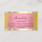 Professionele goudvormig elegante gele roze visitekaartje (Achterkant)