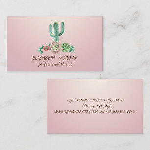 Professionele grafische Waterverf Cactus Visitekaartje