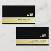 Professionele grafische zwarte monogram Gold Desig Visitekaartje (Voorkant / Achterkant)