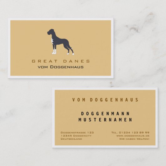 Professionele Great Dane bruin Visitekaartje (Voorkant / Achterkant)