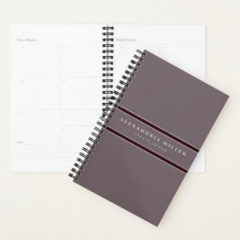 Professionele grijs- en Bourgogne Stripe | Naam en Planner