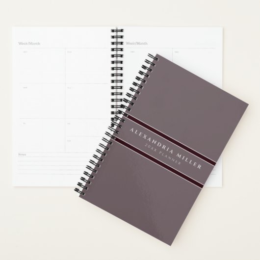 Professionele grijs- en Bourgogne Stripe | Naam en Planner (Display)