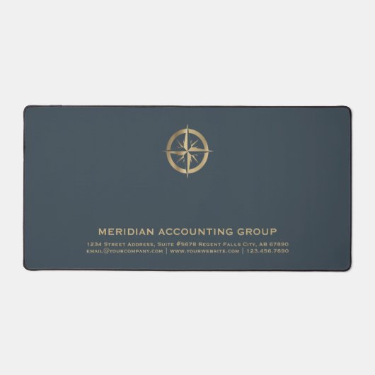Professionele Grijs Goud Kompas Logo Bureaumat (Voorkant)